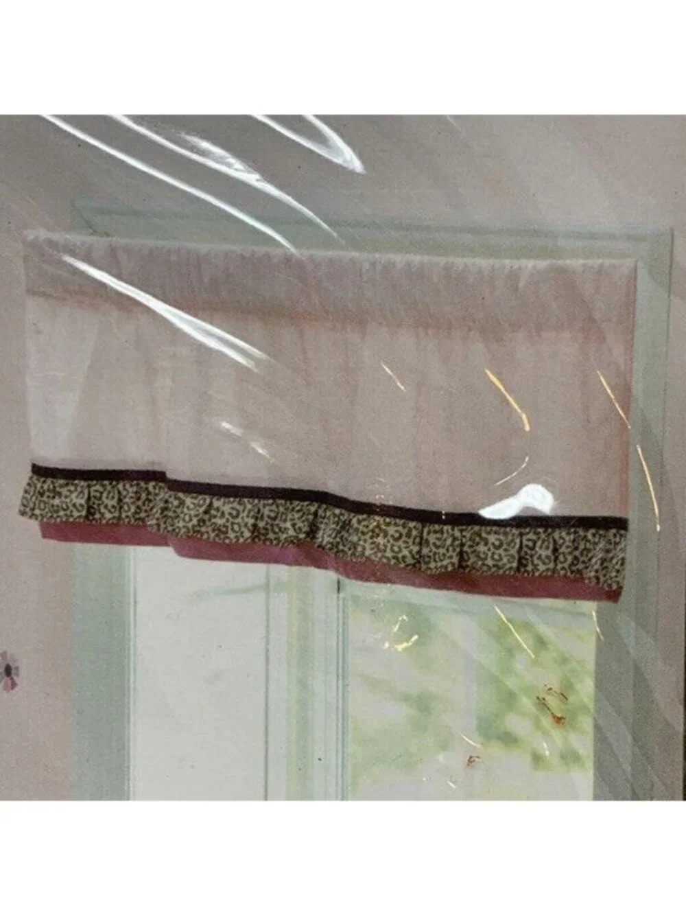 Summer Nursery Window Valance Pink Infant Jungle Safari Leopard Print 48x14 in